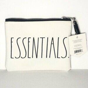 NEW Rae Dunn Essentials White Ivory Zippered Pouch